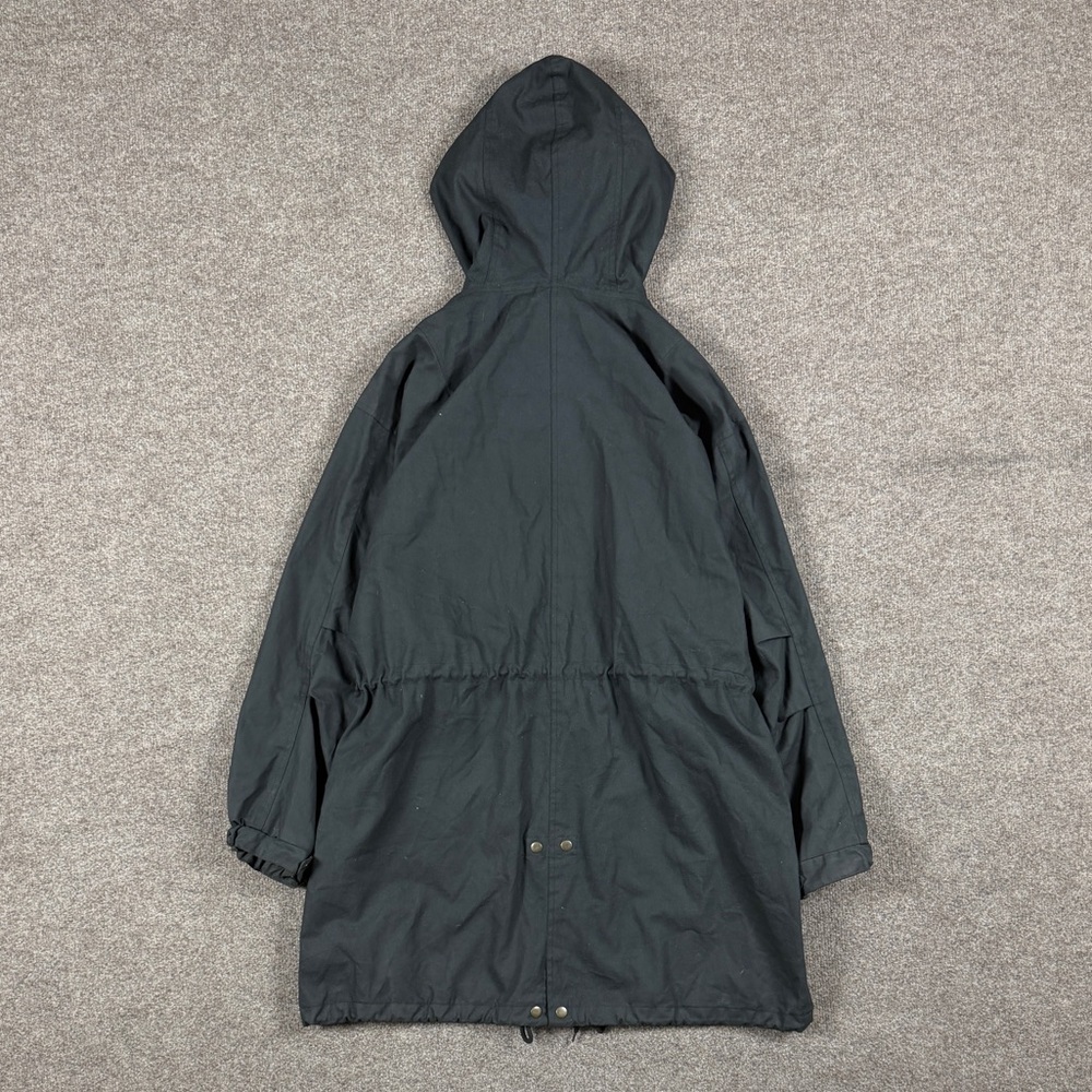 Vintage Black Hooded Parka Jacket Men’s L 90s Y2K Streetwear Drawstring Waist - Picture 2 of 7